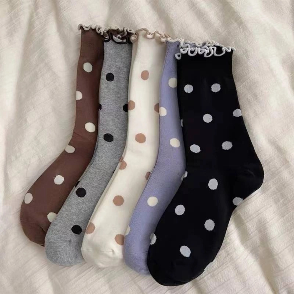 X54 | Ladies Everyday Polka Dot Knit Socks | Coffee | One Size
